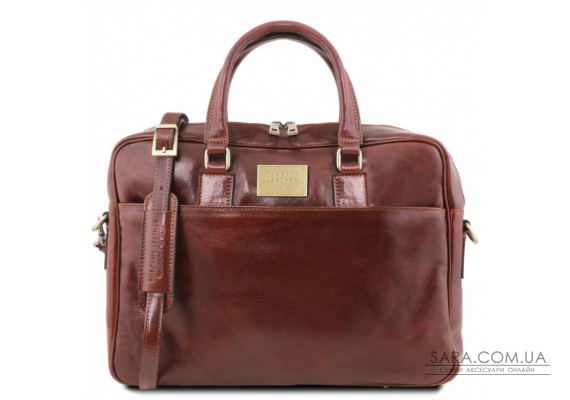 Шкіряний портфель для ноутбука з передньою кишенею Tuscany Leather Urbino TL141241