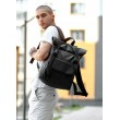 Чоловічий рюкзак ролл Sambag RollTop Milton чорний з клапаном