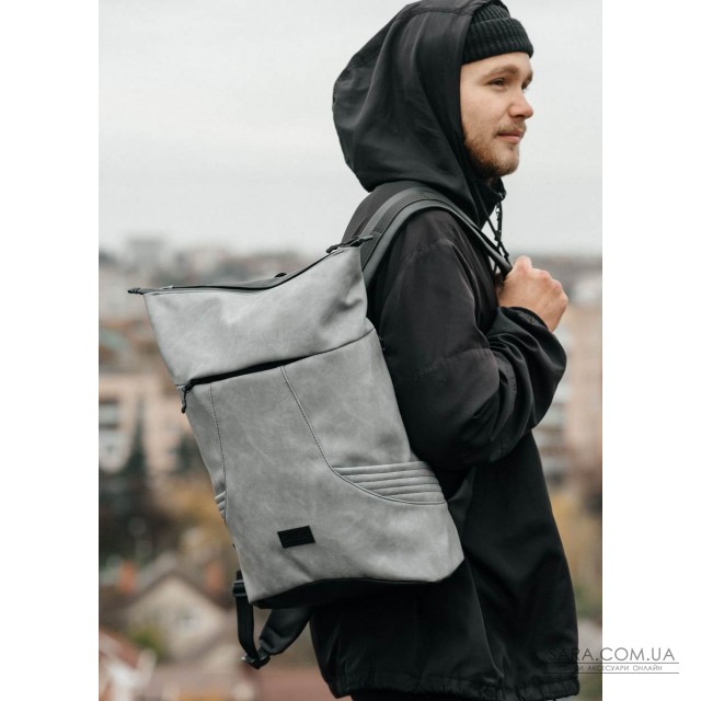Чоловічий рюкзак ролл Sambag RollTop X світло-сірий нубук Чоловічий рюкзак ролл Sambag RollTop X світло-сірий нубук