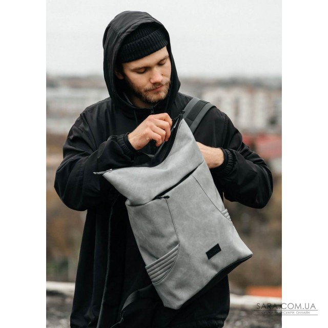 Чоловічий рюкзак ролл Sambag RollTop X світло-сірий нубук Чоловічий рюкзак ролл Sambag RollTop X світло-сірий нубук