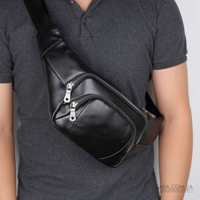 Шкіряна напоясная сумка бананка через плече John McDee 3023a Шкіряна напоясная сумка бананка через плече John McDee 3023a