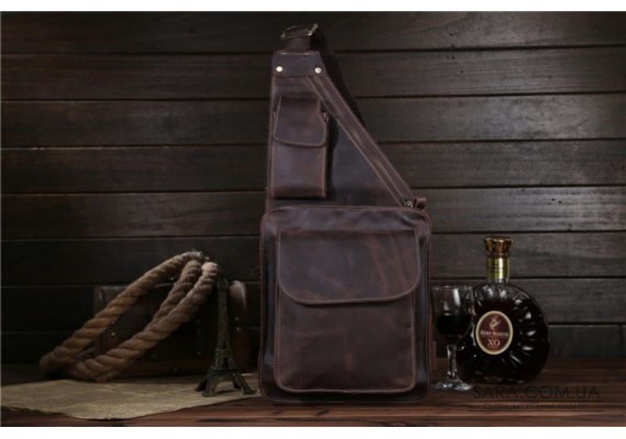 Фірмова шкіряна сумка крос-боді, рюкзак на одне плече, колір коричневий, Bexhill bx1089