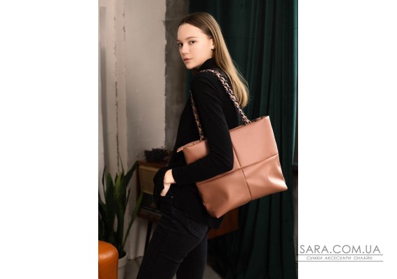 Жіноча велика сумка строчена Sambag Leoma рожева