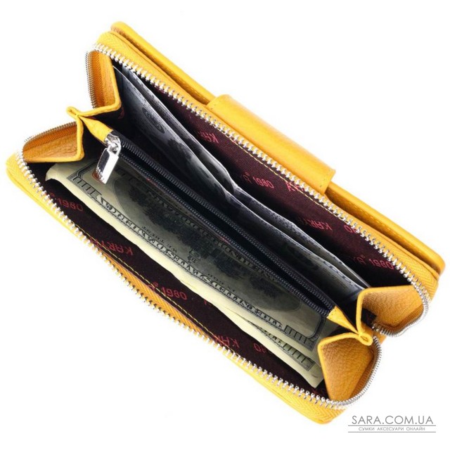 Вместительный женский кошелек из натуральной кожи KARYA 21150 Желтый Вместительный женский кошелек из натуральной кожи KARYA 21150 Желтый