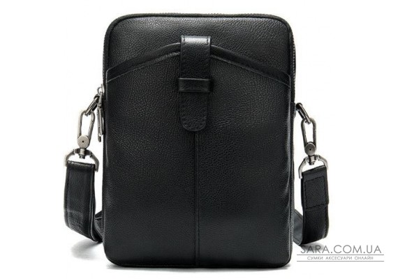Компактна чоловіча сумка шкіряна Vintage 14885 Чорна