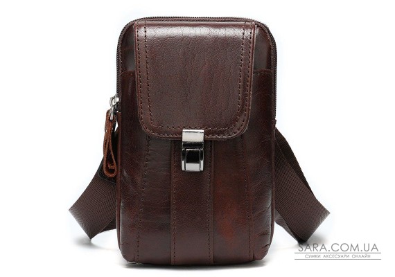 Сумка компактная мужская кожаная Vintage 14938 Коричневая