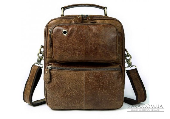 Cумка с эффектами старины мужская Vintage 14673 Рыжая