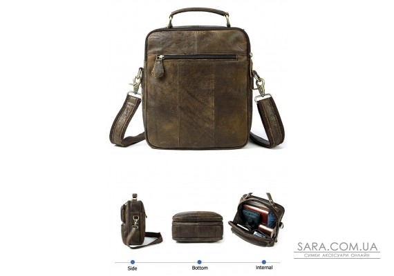Cумка с эффектами старины мужская Vintage 14673 Рыжая