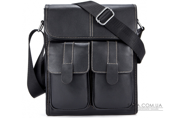 Сумка чоловіча вертикальна шкіряна Vintage 20019 Чорна