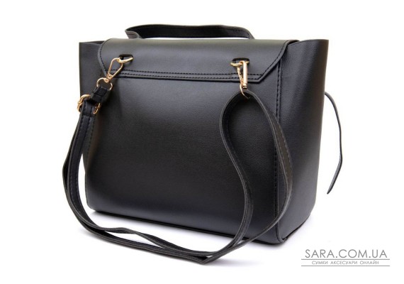 Сумка з клапаном із шкірзамінника Vintage sale_14949 Чорна