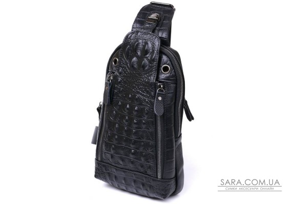 Молодежная кожаная мужская сумка через плечо Vintage 20671 Черный