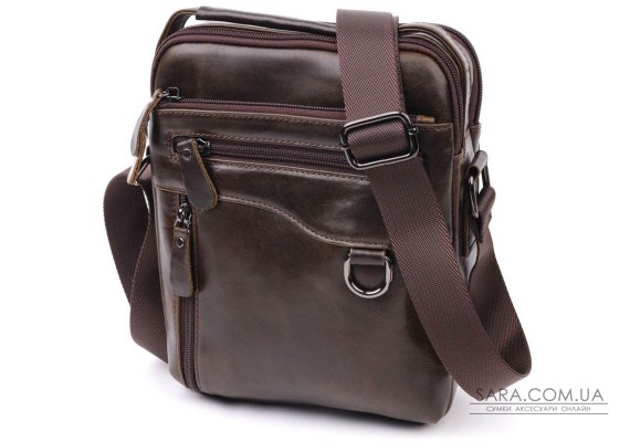 Практичная мужская сумка Vintage 20824 кожаная Коричневый