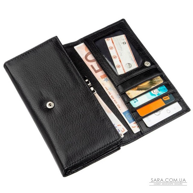 Жіночий гаманець з візитниці ST Leather 18881 Чорний Жіночий гаманець з візитниці ST Leather 18881 Чорний