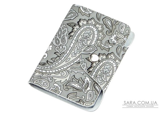 Визитница кожаная вертикальная серая с узором Shvigel 19082 Серая