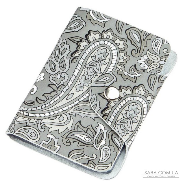 Визитница кожаная вертикальная серая с узором Shvigel 19082 Серая Визитница кожаная вертикальная серая с узором Shvigel 19082 Серая