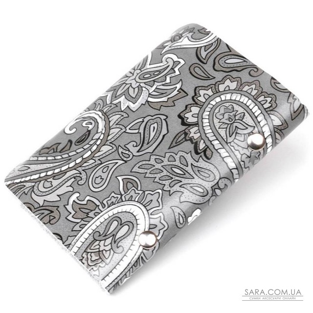 Визитница кожаная вертикальная серая с узором Shvigel 19082 Серая Визитница кожаная вертикальная серая с узором Shvigel 19082 Серая