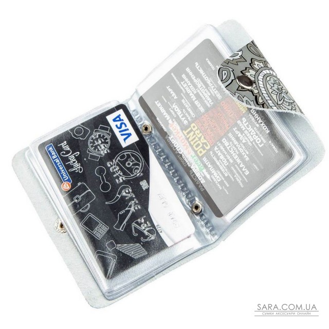 Визитница кожаная вертикальная серая с узором Shvigel 19082 Серая Визитница кожаная вертикальная серая с узором Shvigel 19082 Серая