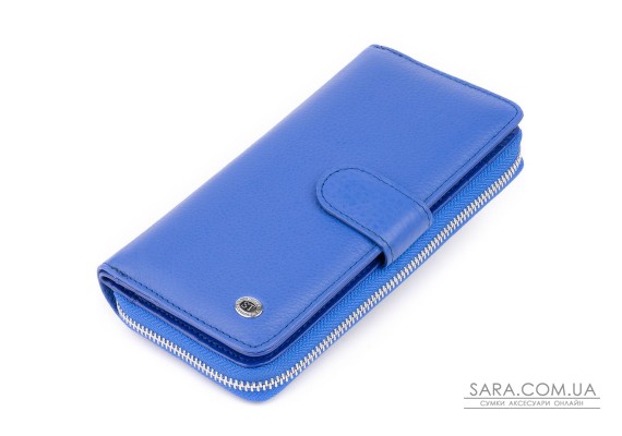 Вертикальний місткий гаманець зі шкіри унісекс ST Leather 19305 Синій
