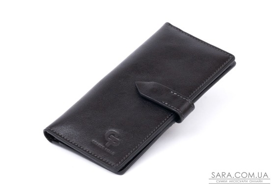 Вертикальний гаманець глянсовий Anet на кнопці GRANDE PELLE 11324 Чорний