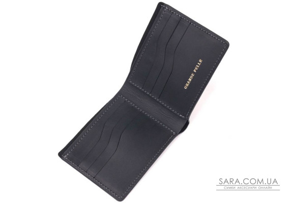 Функціональний шкіряний гаманець без застібки Украина GRANDE PELLE 16755 Чорний
