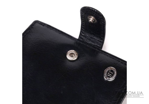 Класичний чоловічий гаманець середнього розміру із натуральної шкіри ST Leather 19412 Чорний