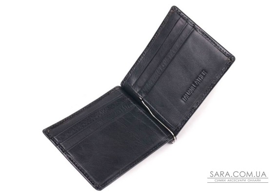 Практичний затискач для грошей із натуральної гладкої шкіри ST Leather 19417 Чорний