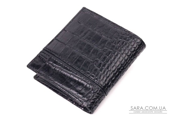 Оригінальне портмоне для чоловіків з натуральної шкіри з тисненням під крокодила KARYA 21325 Чорний