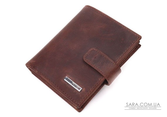 Невеликий чоловічий гаманець у вінтажній шкірі KARYA 21387 Коричневий