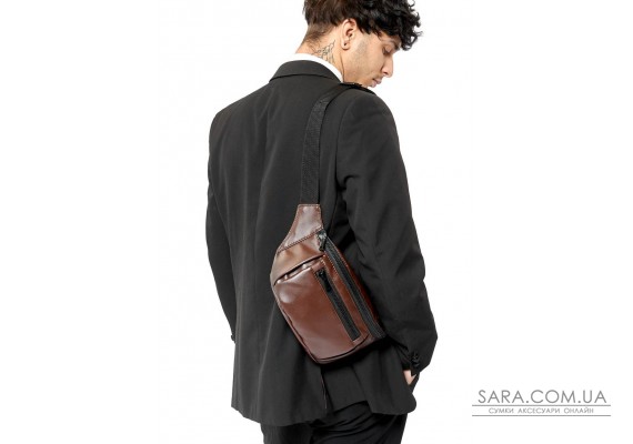 Мужская поясная сумка бананка Sambag Tirso шоколадная
