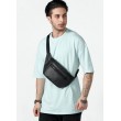 Мужская поясная кожаная сумка бананка Sambag Tirso Max черная