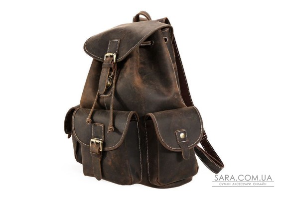 Кожаный оригинальный рюкзак с тремя карманами фирмы Tiding P3165