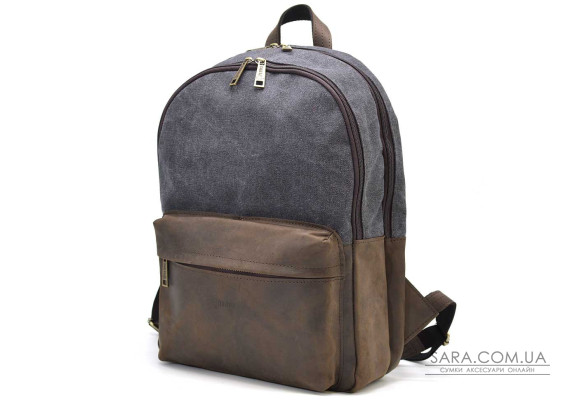 Чоловічий рюкзак шкіра і сірий канвас для ноутбука TARWA RGc-7273-3md