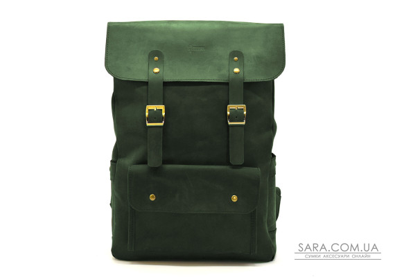 Рюкзак из натуральной кожи RE-9001-4lx TARWA зеленый крейзи
