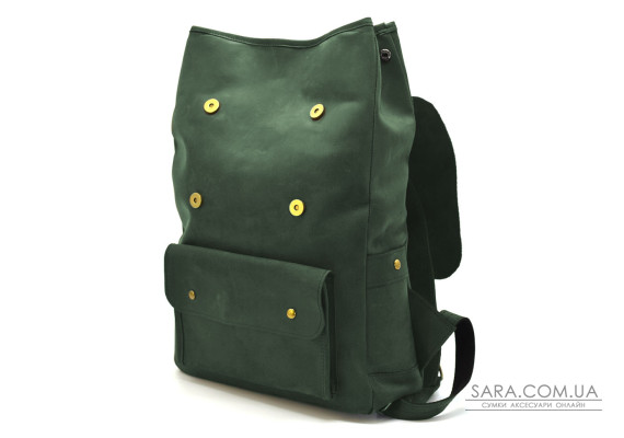 Рюкзак із натуральної шкіри RE-9001-4lx TARWA зелений крейзі