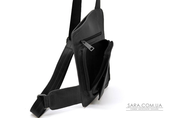 Кожаный слинг рюкзак на одно плечо TARWA RA-232-3md черный