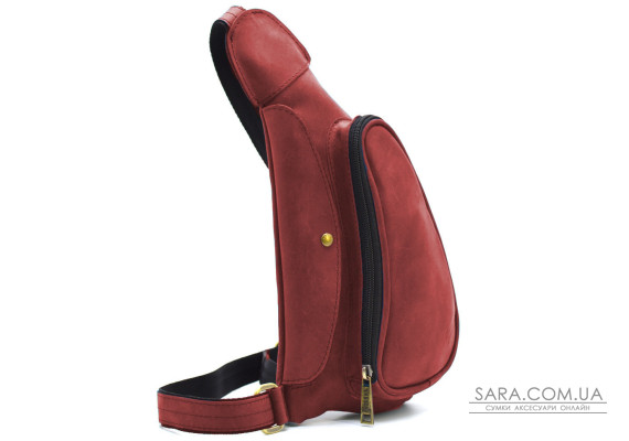 Красная сумка рюкзак слинг кожаная на одно плечо RR-3026-3md TARWA 1