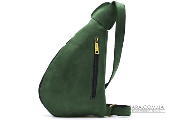 Зелена сумка рюкзак слінг шкіряна на одне плече RE-3026-3md TARWA