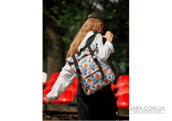 Жіночий рюкзак Sambag RollTop Milton тканевий з принтом "LIGHT"