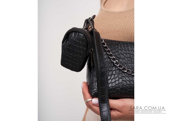 Женская сумка «Лойс» черная (крокодил) WeLassie
