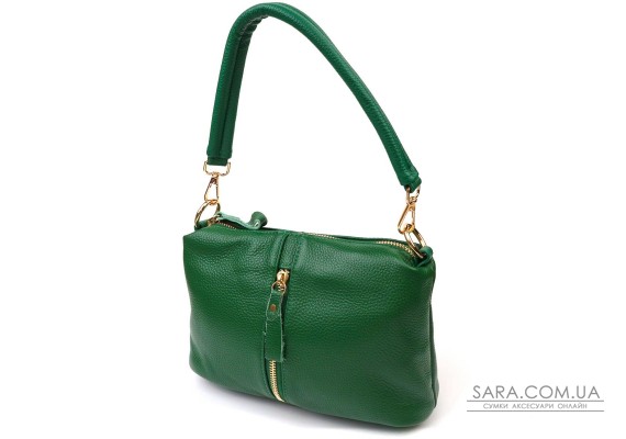 Молодіжна сумка через плече з натуральної шкіри 22097 Vintage Зелена