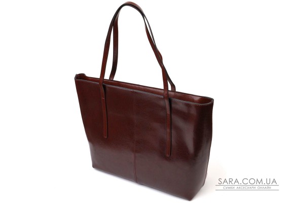 Практична сумка шоппер із натуральної шкіри 22103 Vintage Коричнева