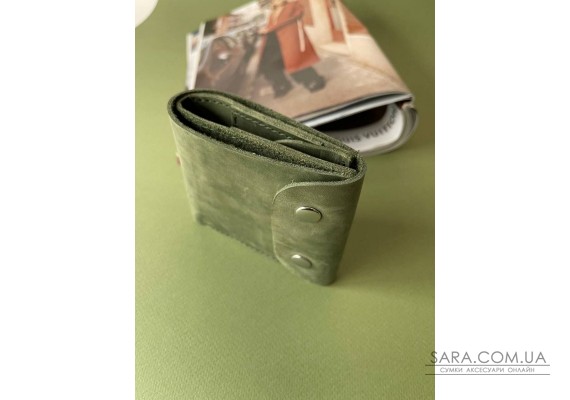 Шкіряний гаманець 11.5 Зелений Dekey (9099)