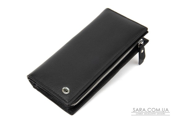 Практичний шкіряний гаманець-клатч ST Leather 19371 Чорний