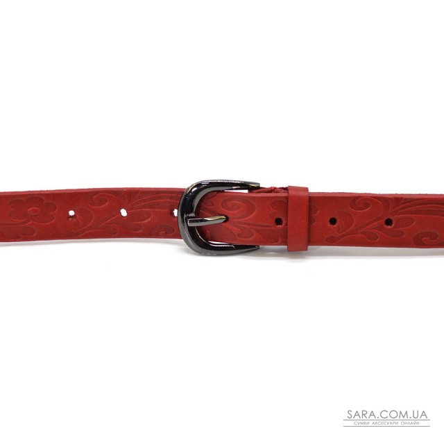 Тонкий женский красный ремень с тиснением Маки Limary Lim-242R Тонкий женский красный ремень с тиснением Маки Limary Lim-242R