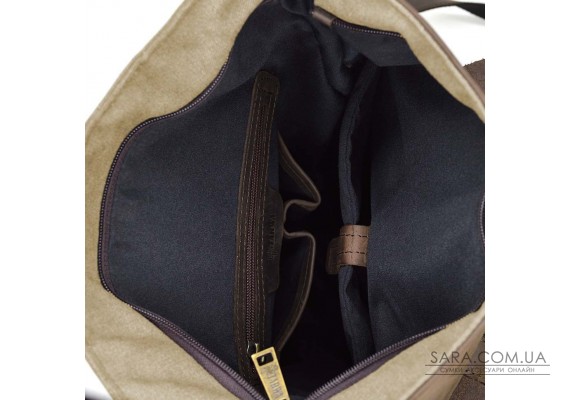 Ролл-ап рюкзак зі шкіри та пісочний канвас TARWA RSc-5191-3md