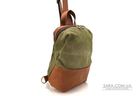 Мужской слинг через плечо, нагрудная сумка из кожи и канвас TARWA RBH-1905-3md