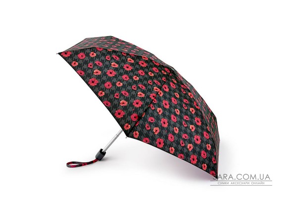 Міні парасолька жіноча Fulton L501-038741 Tiny-2 Houndstooth Poppy (Маки)