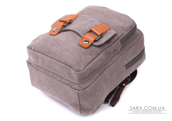 Оригінальна сумка-рюкзак з двома відділеннями із щільного текстилю Vintage 22161 Сірий