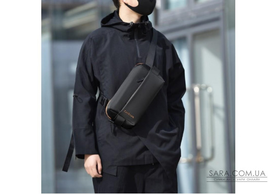 Текстильна сумка слінг чорного кольору Confident ATN02-Z0344A