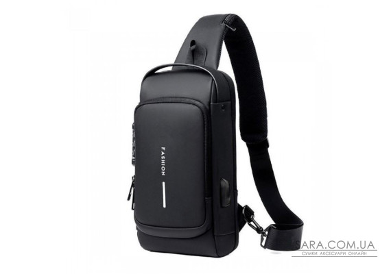 Текстильна сумка-слінг чорного кольору Confident AT09-T-23916A